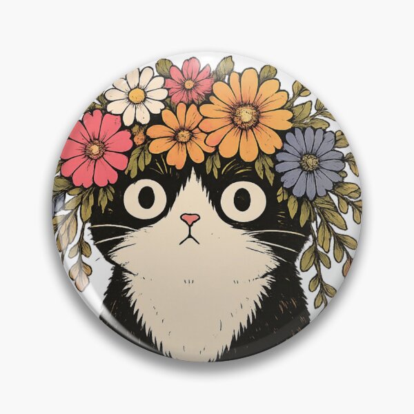 Item preview, No Thoughts, Just Flowers | Cute Floral Cat designed and sold by Spark Cottage.