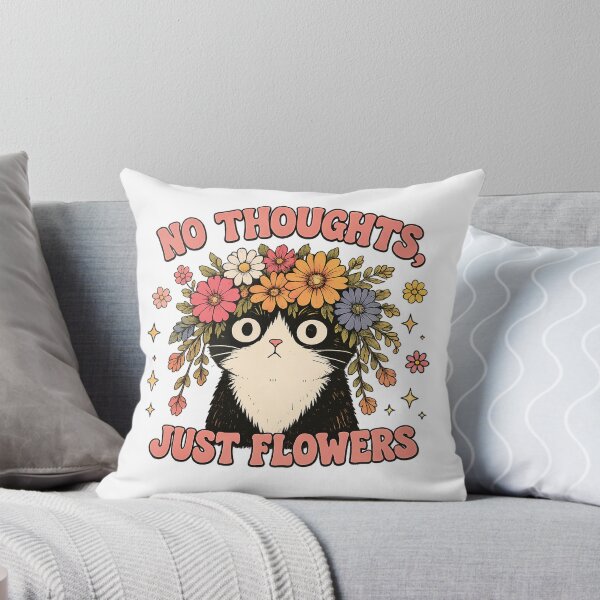 Item preview, No Thoughts, Just Flowers | Cute Floral Cat designed and sold by Spark Cottage.