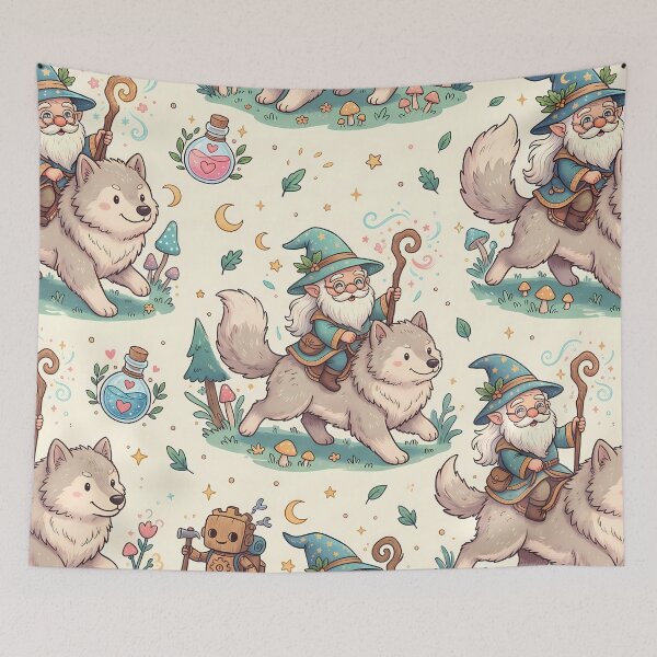Item preview, Dog Friend Fantasy RPG Pixel Art Seamless Pattern designed and sold by ART ATTACK ZONE.