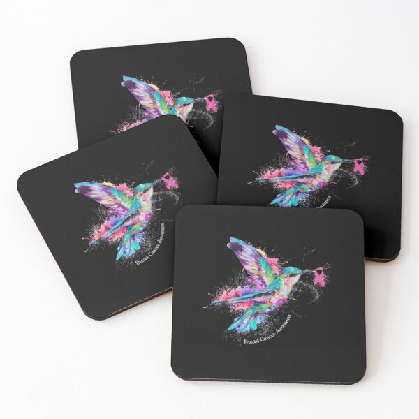 Item preview, Pink Ribbon Hummingbirds Watercolor Awareness Art designed and sold by HamadaArtivio1.
