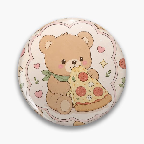 Item preview, Kawaii Bear Eating Pizza Slice designed and sold by Gift Phrase Studio.