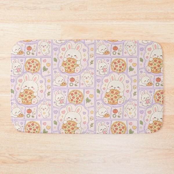 Item preview, Kawaii Bunny Hugging Whole Pizza designed and sold by Magmashup.