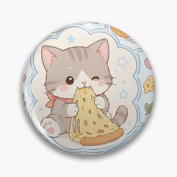Item preview, Kawaii Cat Eating Cheese Pizza designed and sold by Magmashup.