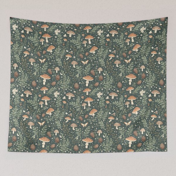 Item preview, Cottagecore Mushroom and Botanical Forest Pattern designed and sold by WhimsyandWishes.