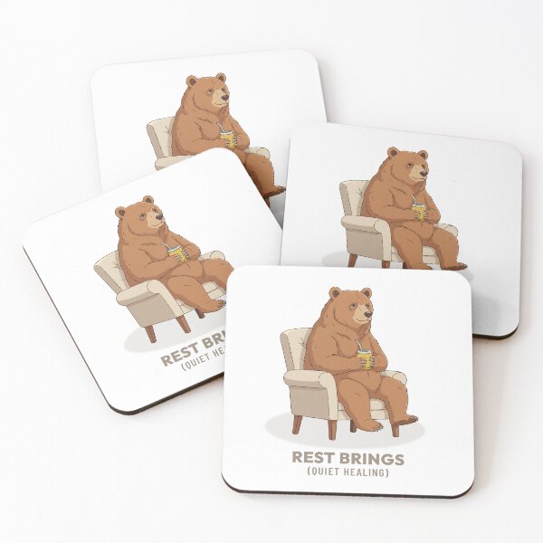Item preview, Bear Drinking Mate Slow Living Vintage Aesthetic designed and sold by COZY VINTAGE animal.