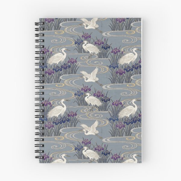 Item preview, Vintage Kacho-ga White Egrets and Water Iris Pattern designed and sold by ArtfulAlchemy1.