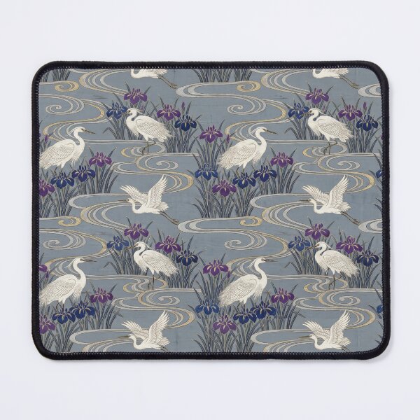 Item preview, Vintage Kacho-ga White Egrets and Water Iris Pattern designed and sold by ArtfulAlchemy1.