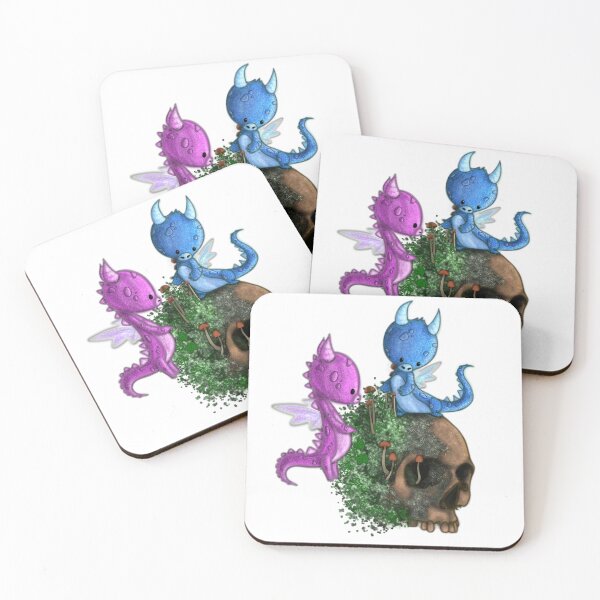 Item preview, Baby dragons discovering a skull designed and sold by A-Bee-444.