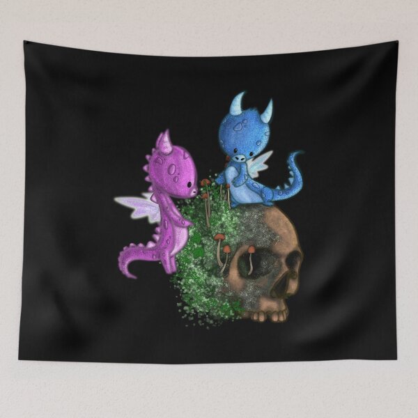 Item preview, Baby dragons discovering a skull designed and sold by A-Bee-444.
