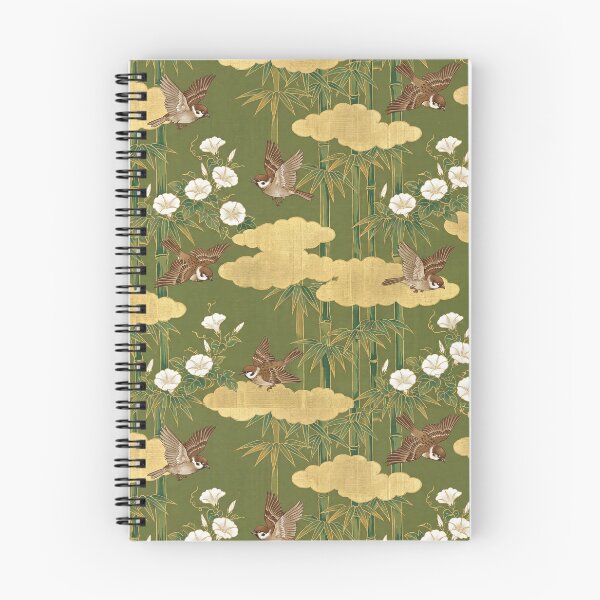 Item preview, Vintage Kacho-ga Sparrows and Golden Bamboo Pattern designed and sold by ArtfulAlchemy1.