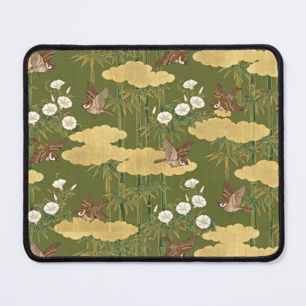 Item preview, Vintage Kacho-ga Sparrows and Golden Bamboo Pattern designed and sold by ArtfulAlchemy1.