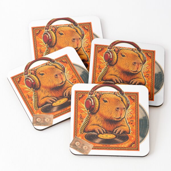 Item preview, Capybara DJ Retro and 70s Music Lover designed and sold by ConElAlma.