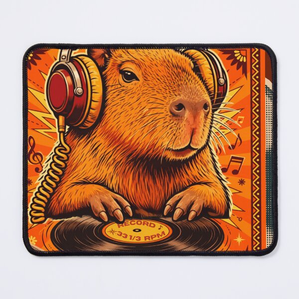 Item preview, Capybara DJ Retro and 70s Music Lover designed and sold by ConElAlma.