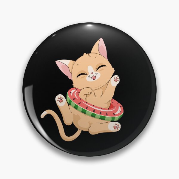 Item preview, Kawaii Kitten in Watermelon Float designed and sold by MojaDoodles.
