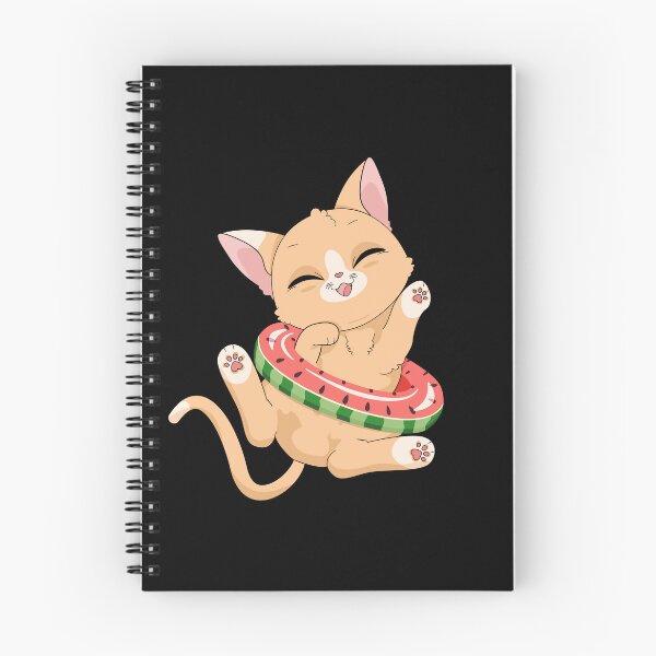 Item preview, Kawaii Kitten in Watermelon Float designed and sold by MojaDoodles.