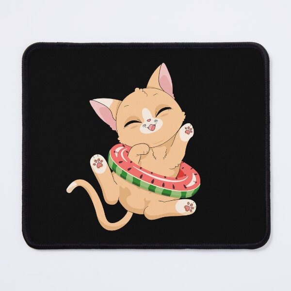 Item preview, Kawaii Kitten in Watermelon Float designed and sold by MojaDoodles.
