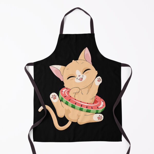 Item preview, Kawaii Kitten in Watermelon Float designed and sold by MojaDoodles.