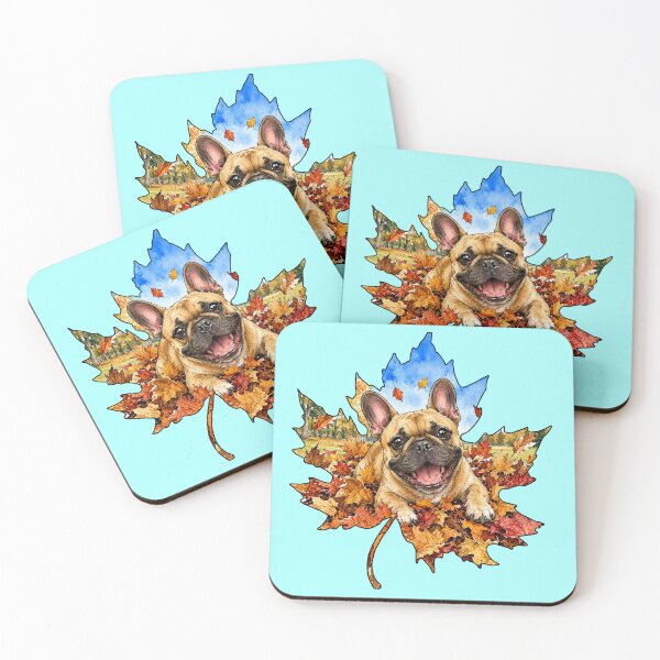 Item preview, Fall French Bulldog Playing In Autumn Leaves designed and sold by Lion and Lamb Design.