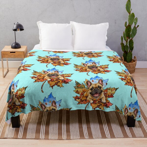 Item preview, Fall French Bulldog Playing In Autumn Leaves designed and sold by Lion and Lamb Design.