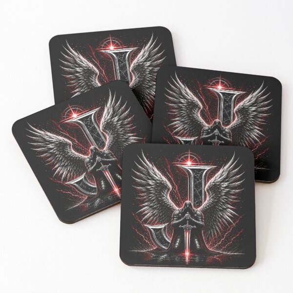 Item preview, Crimson Oath Sentinel Letter J designed and sold by BlissBlvdShop.