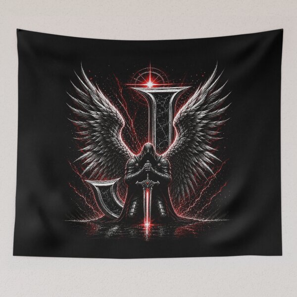 Item preview, Crimson Oath Sentinel Letter J designed and sold by BlissBlvdShop.