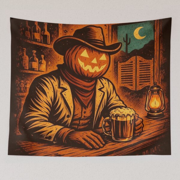 Item preview, Headless Horseman's Western Saloon – Retro Desert Night Art designed and sold by TheHorsemanRidesAgain.