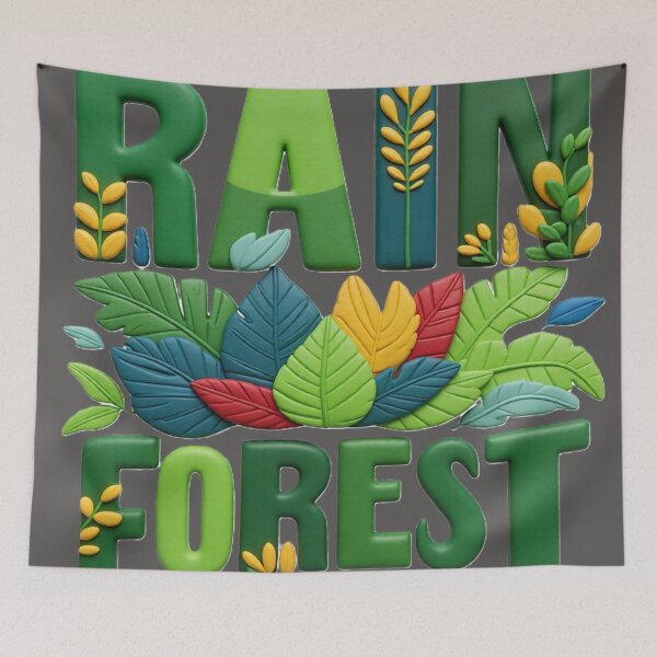 Item preview, rain forest botanical colorful typographic botanical design designed and sold by SmashingDeals.