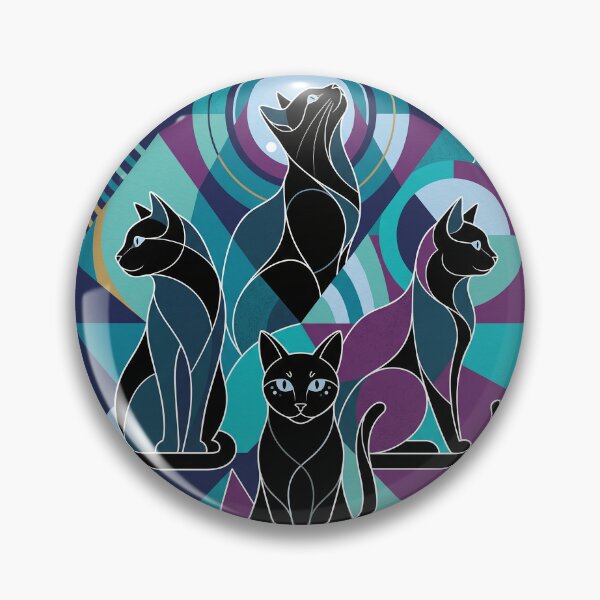 Item preview, Midnight Cubist Cats Geometric Art Deco Cat Illustration designed and sold by Mahilis.