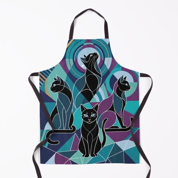 Item preview, Midnight Cubist Cats Geometric Art Deco Cat Illustration designed and sold by Mahilis.
