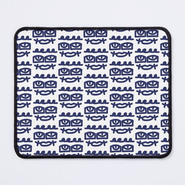 Item preview, Navy Blue Abstract Doodle Face – Minimalist Geometric Character Art designed and sold by felipemaldonadoart.