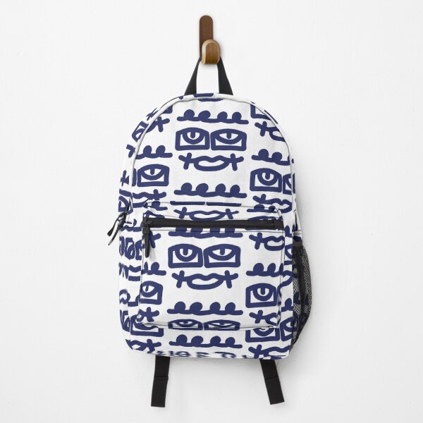 Item preview, Navy Blue Abstract Doodle Face – Minimalist Geometric Character Art designed and sold by felipemaldonadoart.