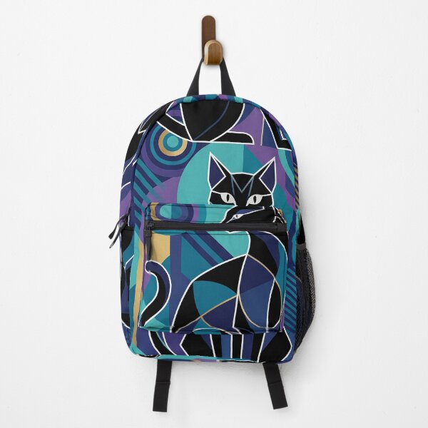 Item preview, Midnight Cubist Cats Geometric Art Deco Cat Illustration designed and sold by Mahilis.
