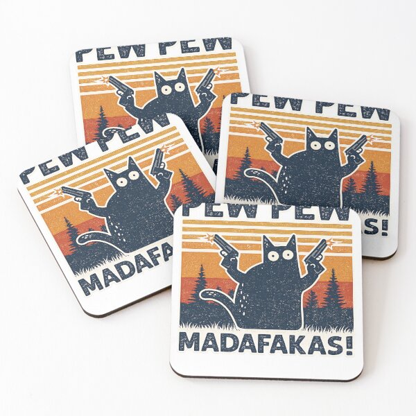 Item preview, Cat Pew Pew Madafakas Funny Vintage Graphic designed and sold by lvlupthreads.