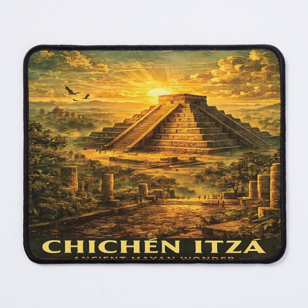 Item preview, Chichén Itzá Art Deco Travel Poster | Ancient Maya Pyramid | Mexico Wall Art designed and sold by GnuArt.