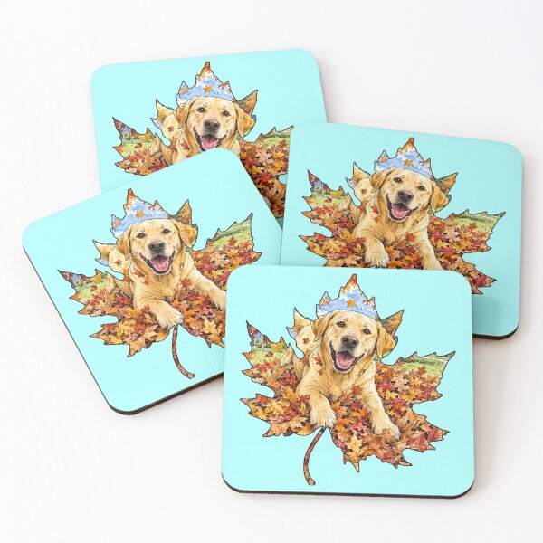 Item preview, Fall Yellow Labrador Retriever Playing In Autumn Leaves designed and sold by Lion and Lamb Design.