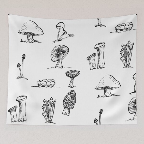 Item preview, Hand-Drawn Mushroom Collection – Botanical Fungi Line Art designed and sold by ArtwithKellie.