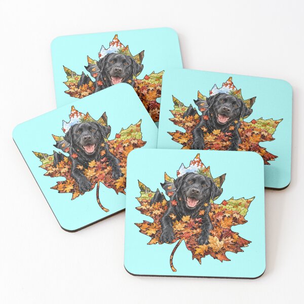 Item preview, Fall Black Labrador Retriever Playing In Autumn Leaves designed and sold by Lion and Lamb Design.