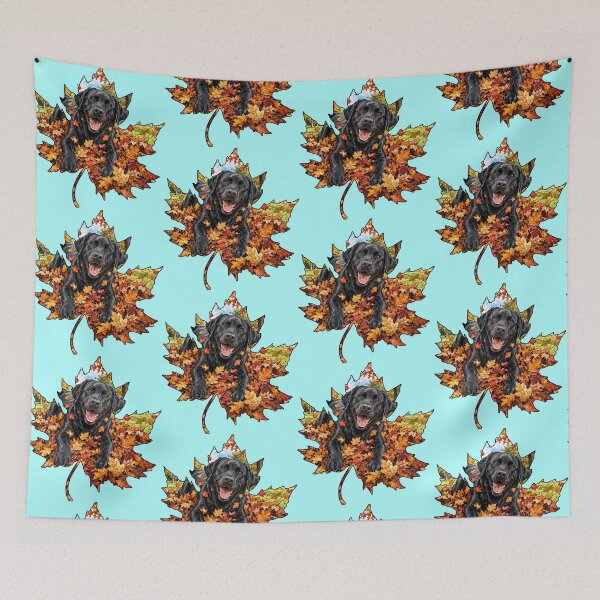 Item preview, Fall Black Labrador Retriever Playing In Autumn Leaves designed and sold by Lion and Lamb Design.