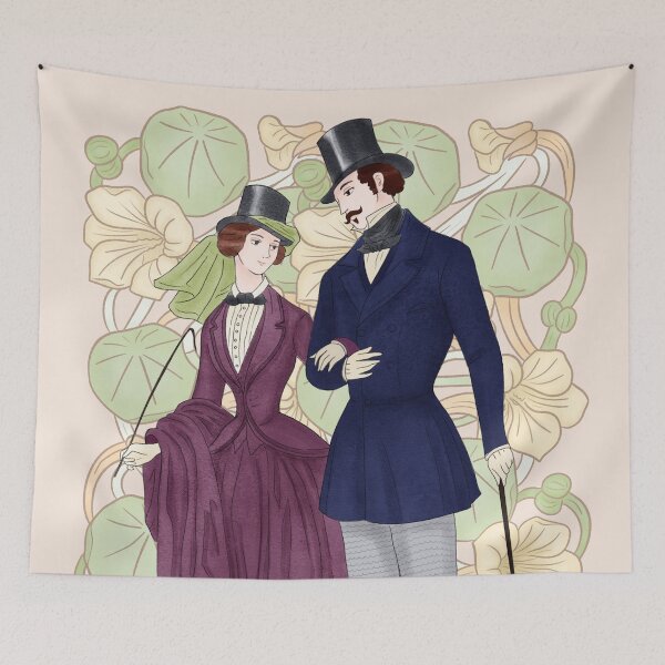 Item preview, 1850 Victorian Couple Watercolour Illustration Design designed and sold by MariOyama.