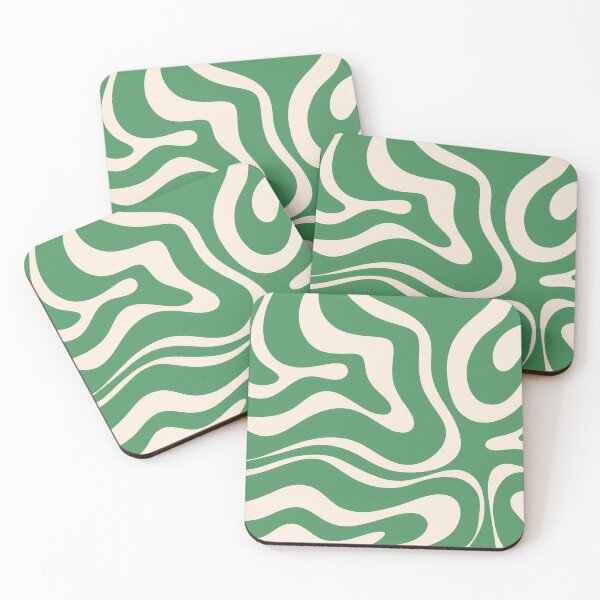 Item preview, Groovy Retro Modern Liquid Swirl Green and Cream Abstract Pattern designed and sold by kierkegaard.