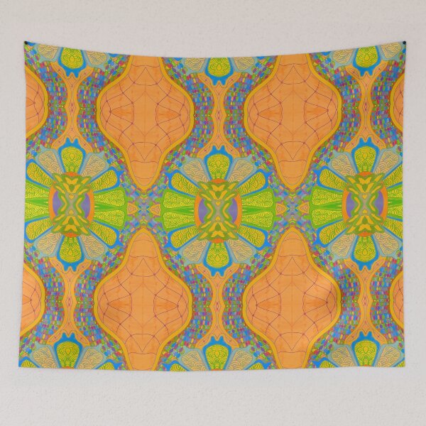 Item preview, Orange and blue Flower Zentangle Pattern designed and sold by Static.Alien.