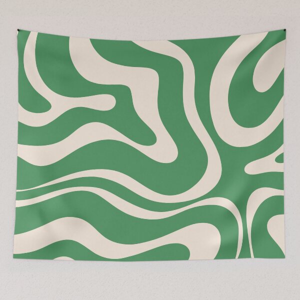 Item preview, Groovy Retro Modern Liquid Swirl Green and Cream Abstract Pattern designed and sold by kierkegaard.