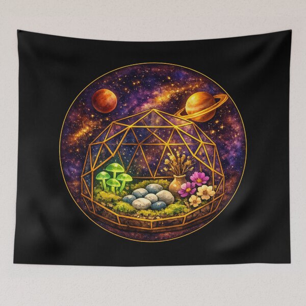 Item preview, Celestial Geodesic Terrarium Illustration designed and sold by ArtoryWorks.