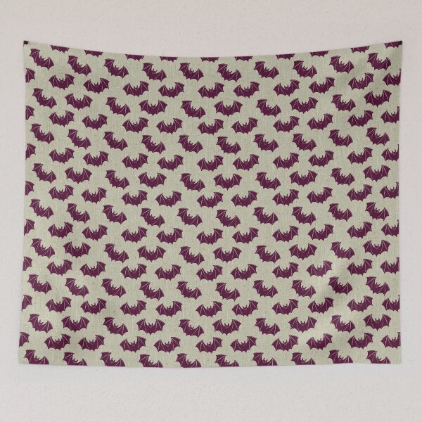 Item preview, Deep Purple Gothic Bat Toile Halloween Print designed and sold by DColourMuse.