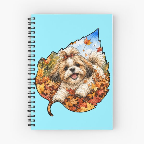Item preview, Fall Shih Tzu Playing In Autumn Leaves designed and sold by Lion and Lamb Design.