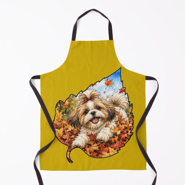Item preview, Fall Shih Tzu Playing In Autumn Leaves designed and sold by Lion and Lamb Design.