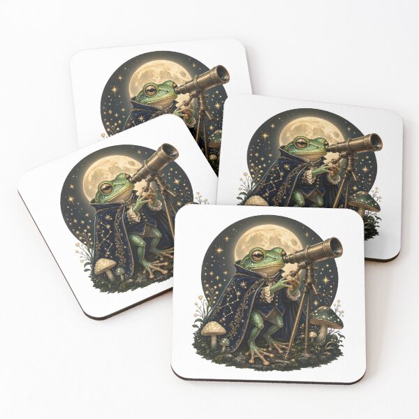 Item preview, Cute Frog Astronomer Sticker | Vintage Cottagecore Frog Moon Telescope Celestial Forest Art designed and sold by emotions23.