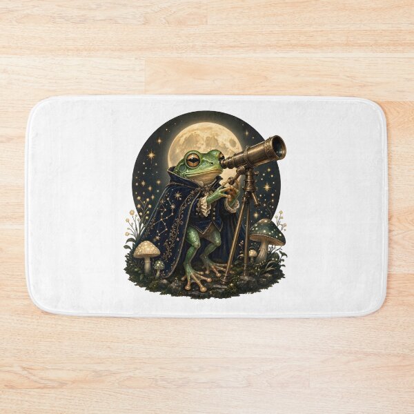 Artikelvorschau, Niedlicher Frosch-Astronomen-Aufkleber | Vintage Cottagecore Frosch-Mond-Teleskop-Himmelswald-Kunst entworfen und verkauft von emotions23.