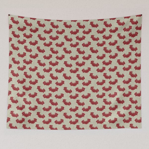 Item preview, Crimson Gothic Bat Toile Halloween Folk Pattern designed and sold by DColourMuse.
