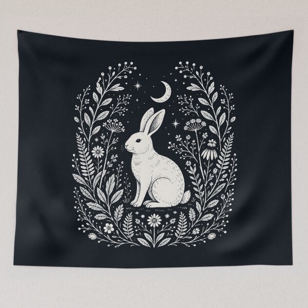 Item preview, Moonlit Hare in a Wildflower Garden designed and sold by Victor Shadehorn.